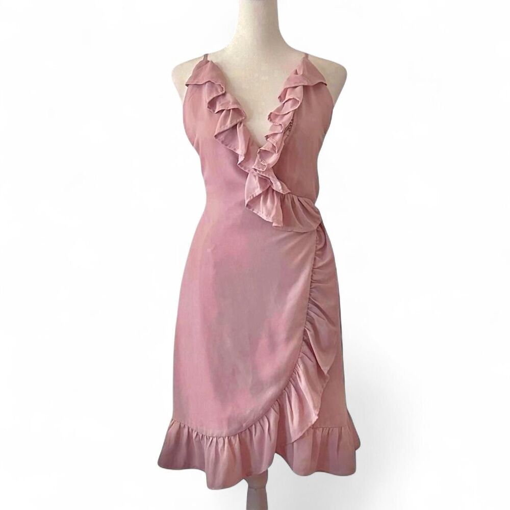 Lioness Blush Pink Ruffle Cocktail Dress With Side Tie Size XS